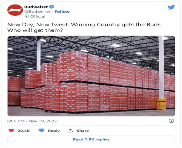 ▲맥주 판매 금지 소식에 대한 Budweiser의 반응, 출처 : Twitter @Budweiser